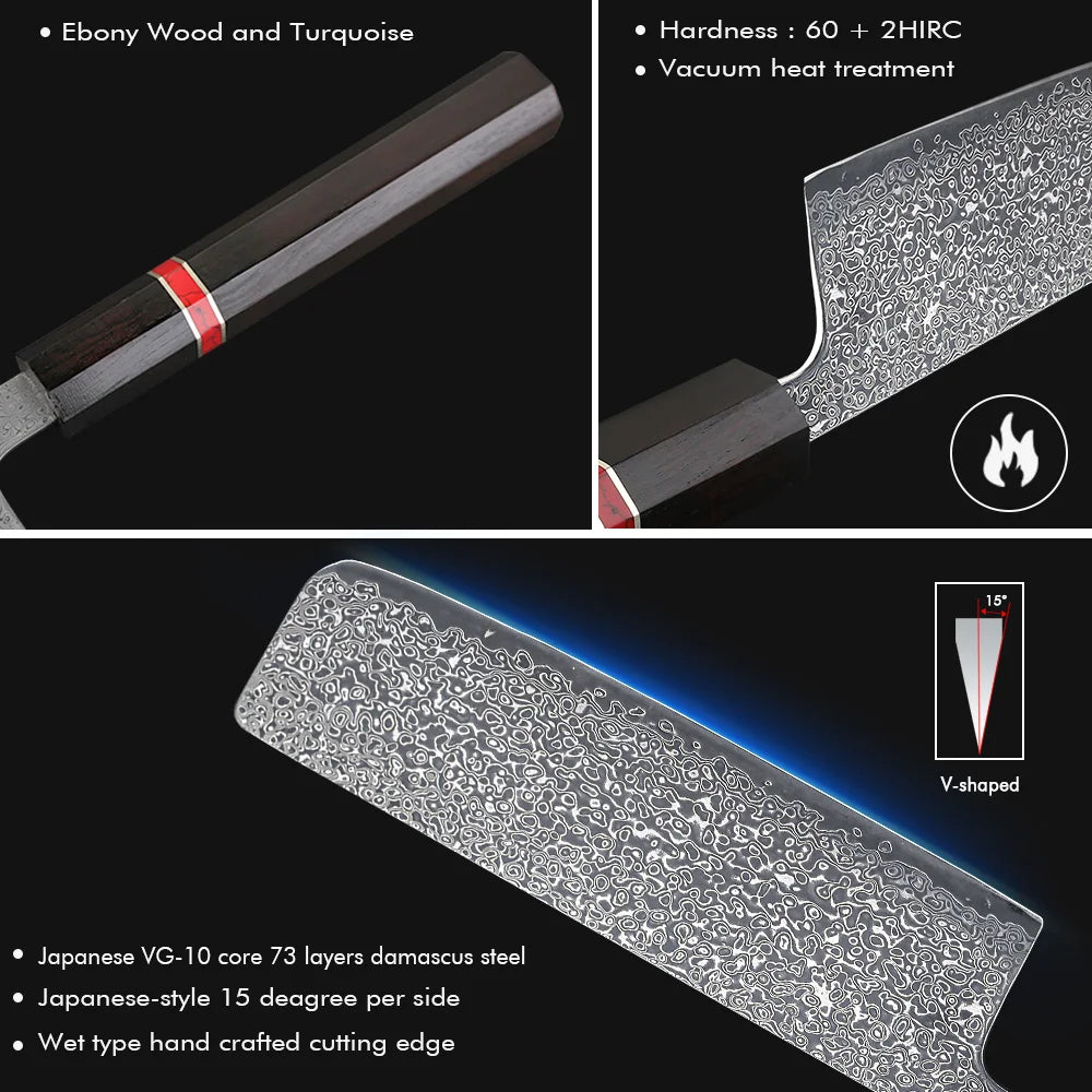 Nakiri Knife 165mm – Hand-Forged Real Damascus Steel, Japanese Vegetable Cleaver