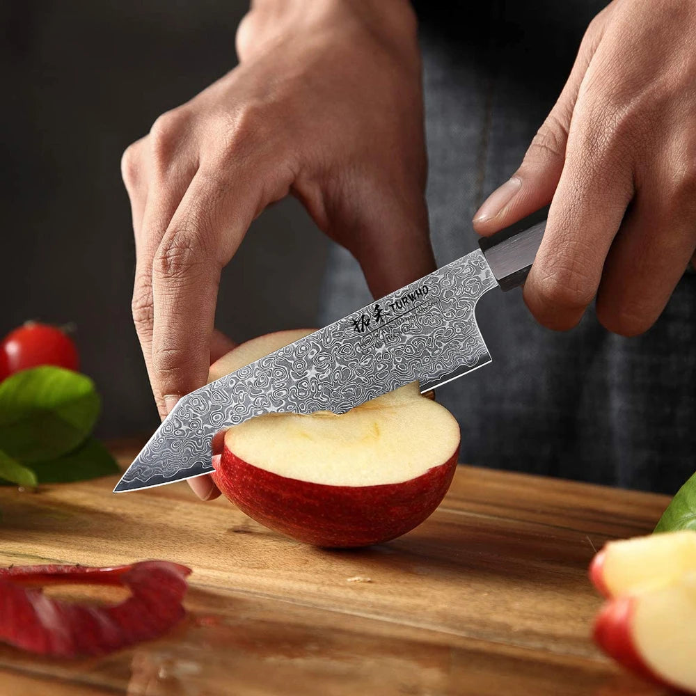 Bunka Knife 125mm – Hand-Forged Japanese Damascus Steel, for Fruit, Vegetables & Precision Prep