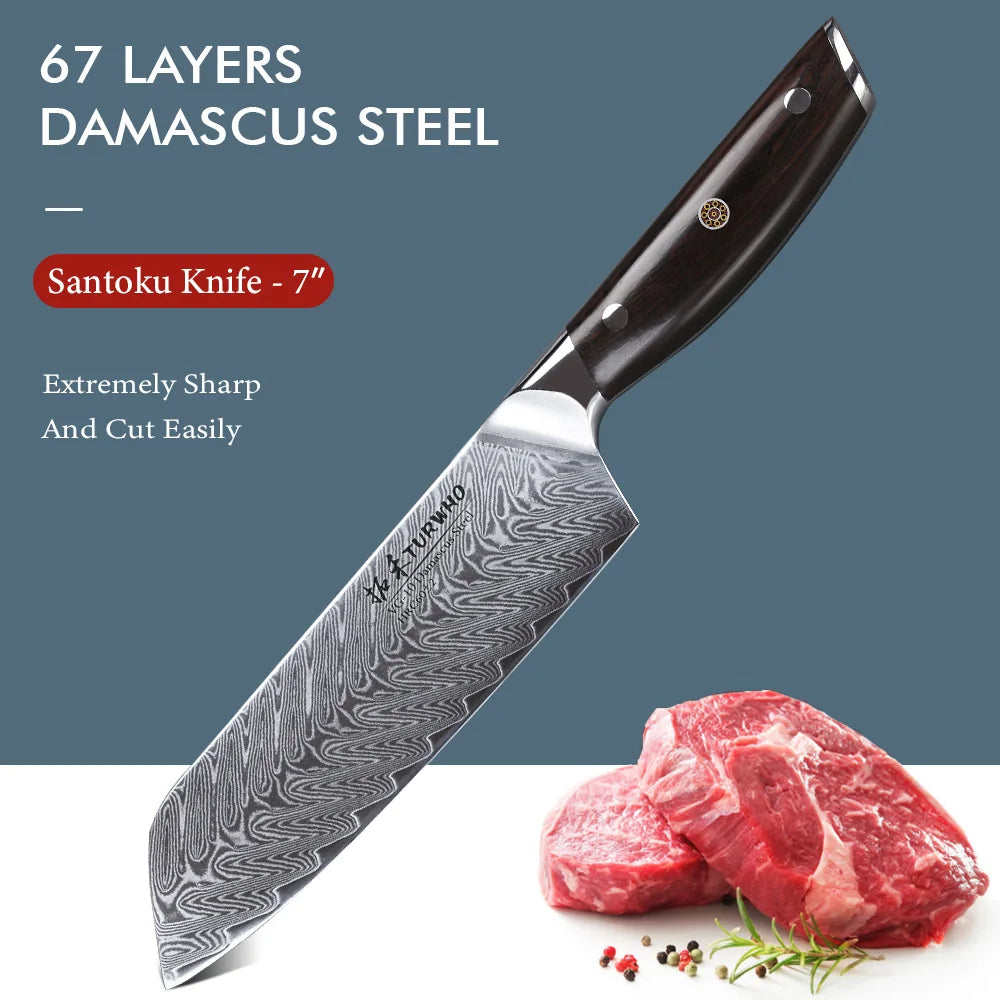 Santoku Knife 180mm – Damascus Steel, All-Purpose Japanese Chef’s Knife