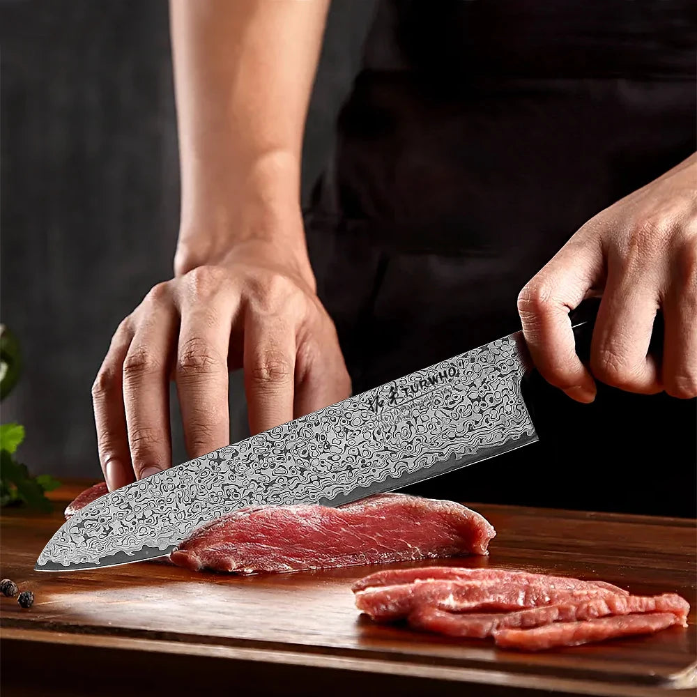 Gyuto Knife 210mm – Hand-Forged Damascus Steel, Japanese Chef’s Knife