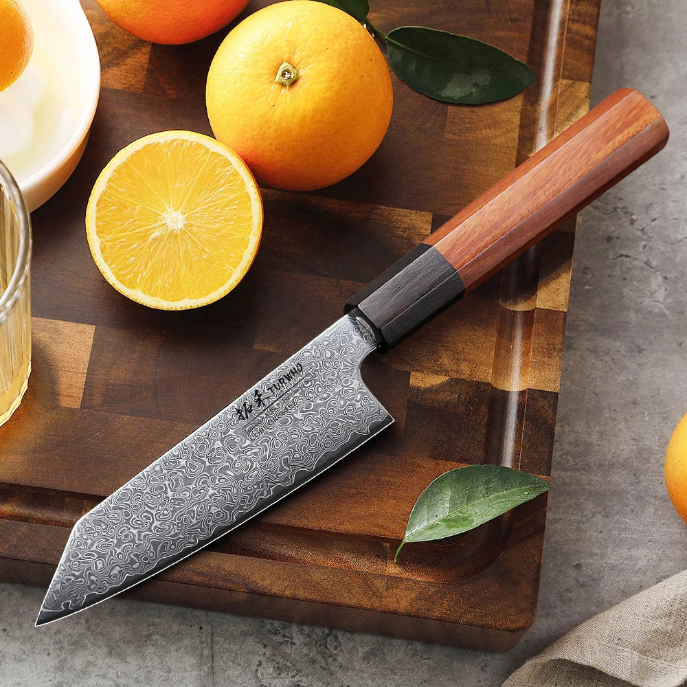 Bunka Knife 125mm – Hand-Forged Japanese Damascus Steel, for Fruit, Vegetables & Precision Prep