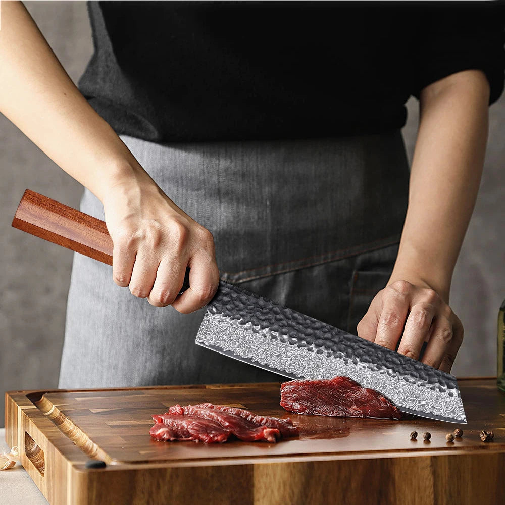 Kiritsuke Knife 210mm – Hand-Forged Japanese Damascus Steel, Precision Chef’s Knife