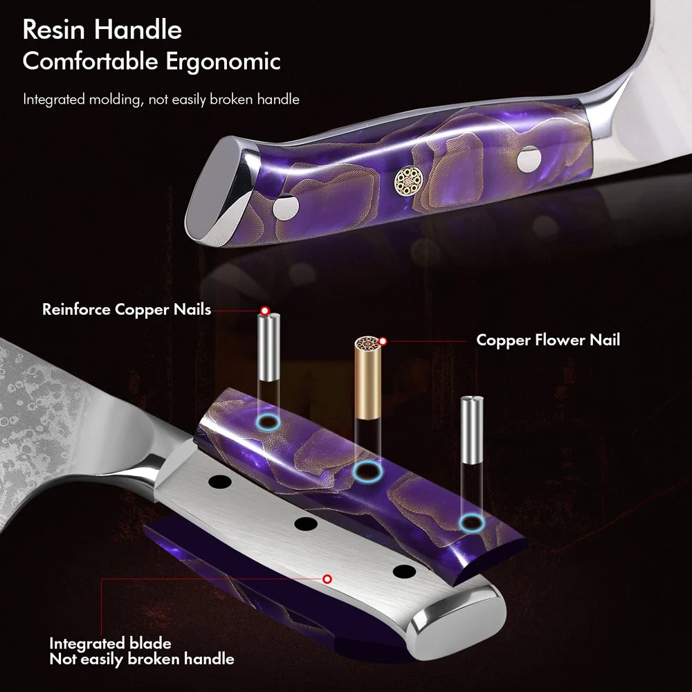 Chinese Cleaver 190mm – Damascus Steel, Meat & Vegetable Chopper