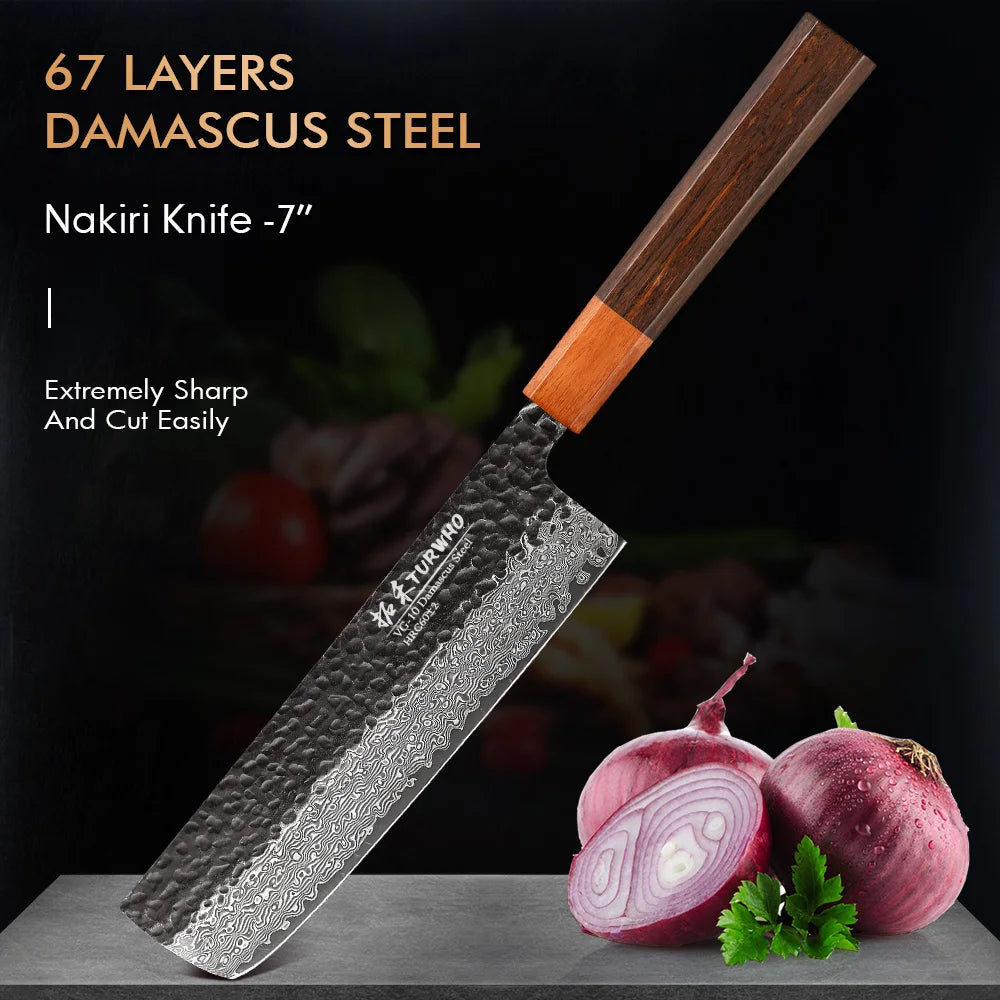 Nakiri Knife 180mm – Hand-Forged Japanese Damascus Steel, for Slicing & Chopping