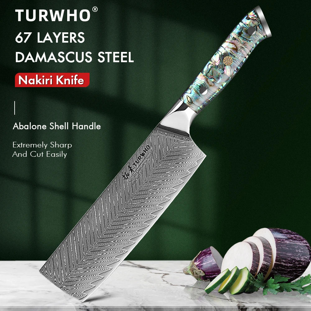 Nakiri Knife 180mm – Damascus Steel, Japanese Vegetable Cleaver