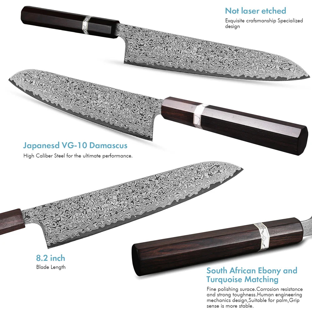 Gyuto Knife 210mm – Hand-Forged Damascus Steel, Japanese Chef’s Knife