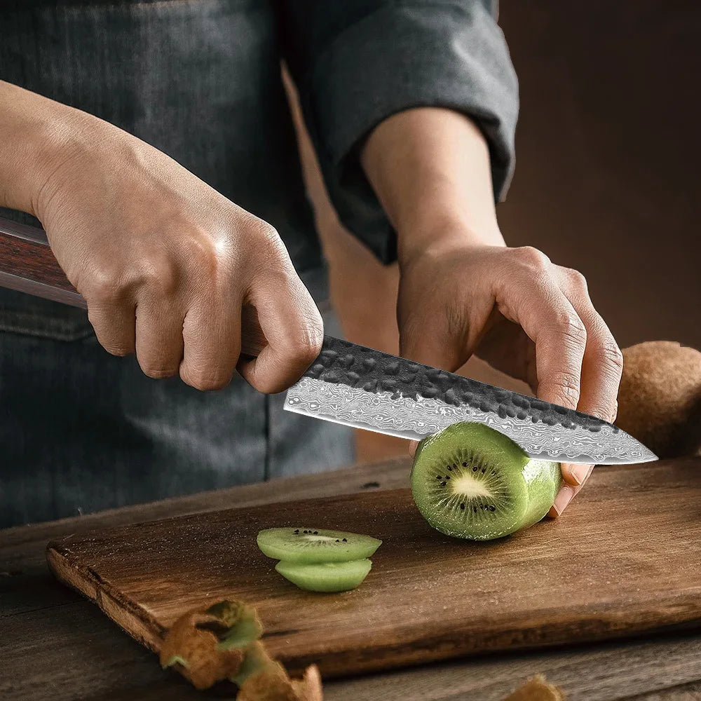 Utility Knife 125mm – Hand-Forged 67-Layer Damascus Steel, Japanese Style