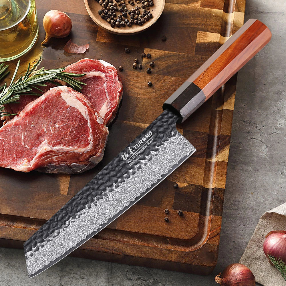 Kiritsuke Knife 210mm – Hand-Forged Japanese Damascus Steel, Precision Chef’s Knife