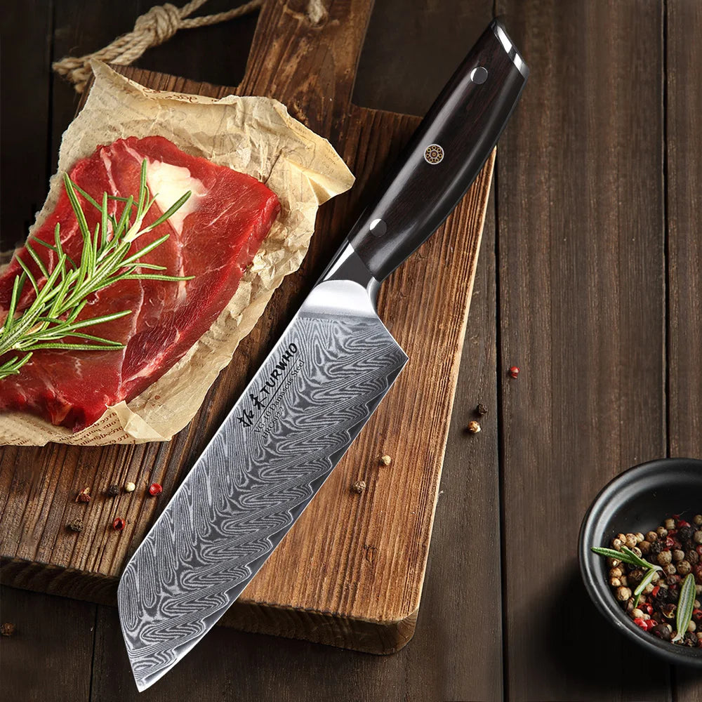 Santoku Knife 180mm – Damascus Steel, All-Purpose Japanese Chef’s Knife