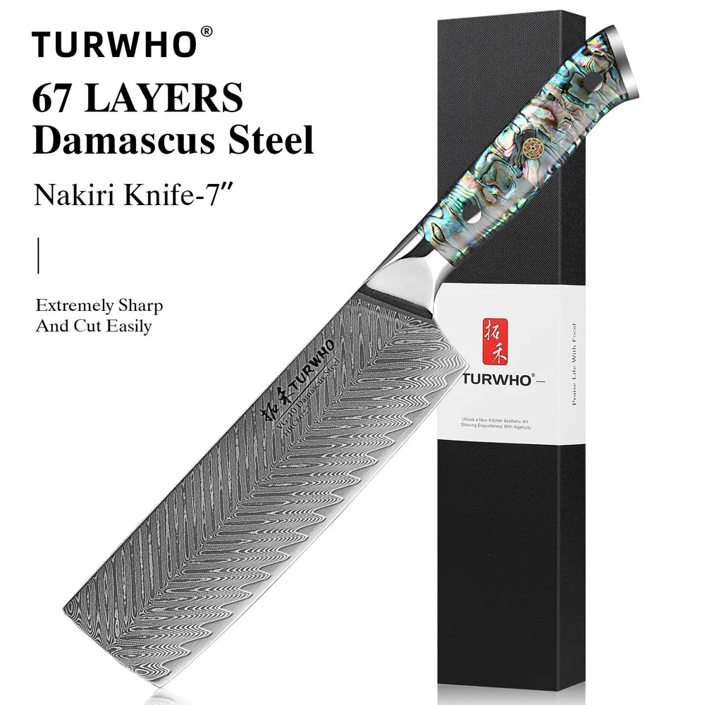 Nakiri Knife 180mm – Damascus Steel, Japanese Vegetable Cleaver