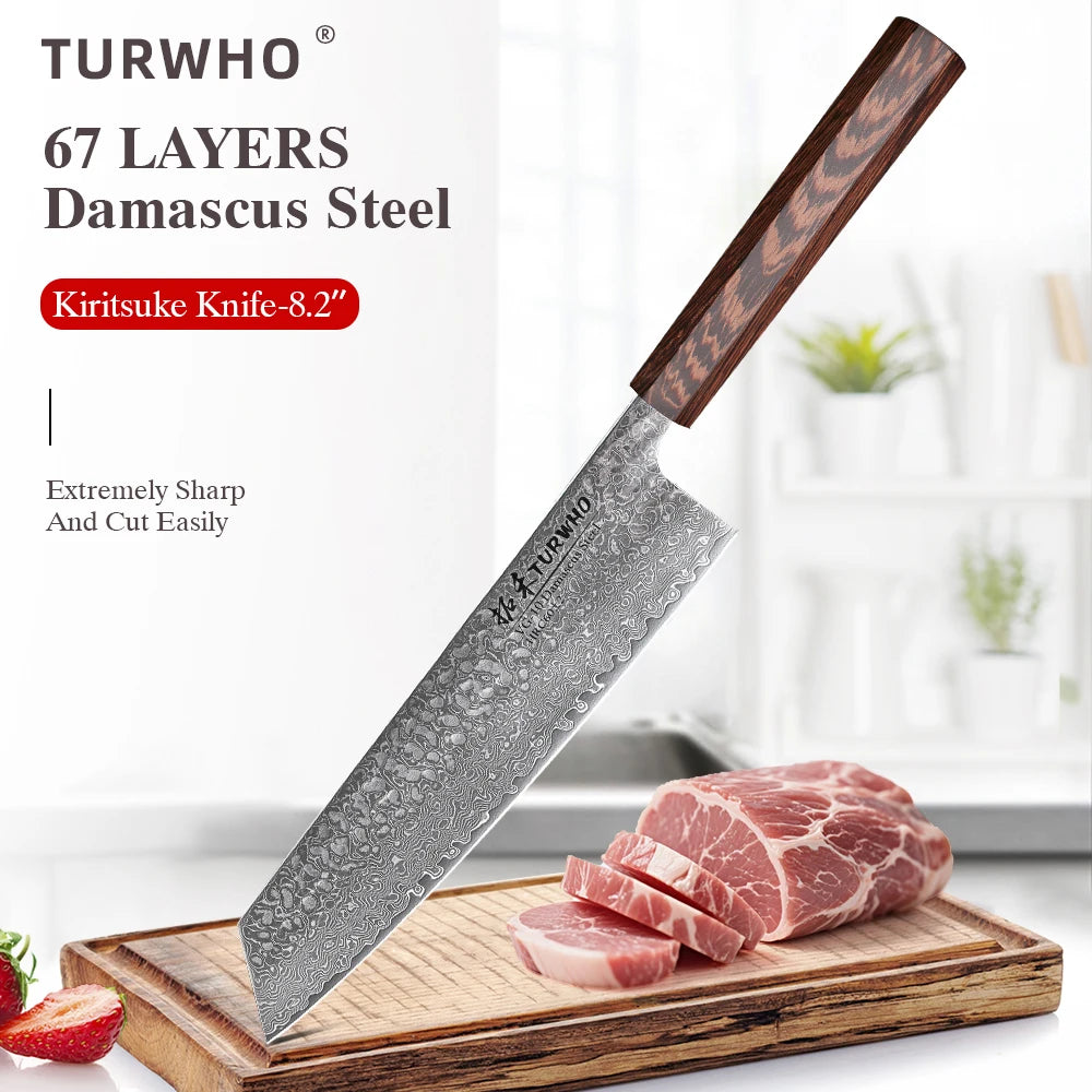 Bunka Knife 210mm – Hand-Forged Japanese Damascus Steel, Precision Slicer & Prep Knife