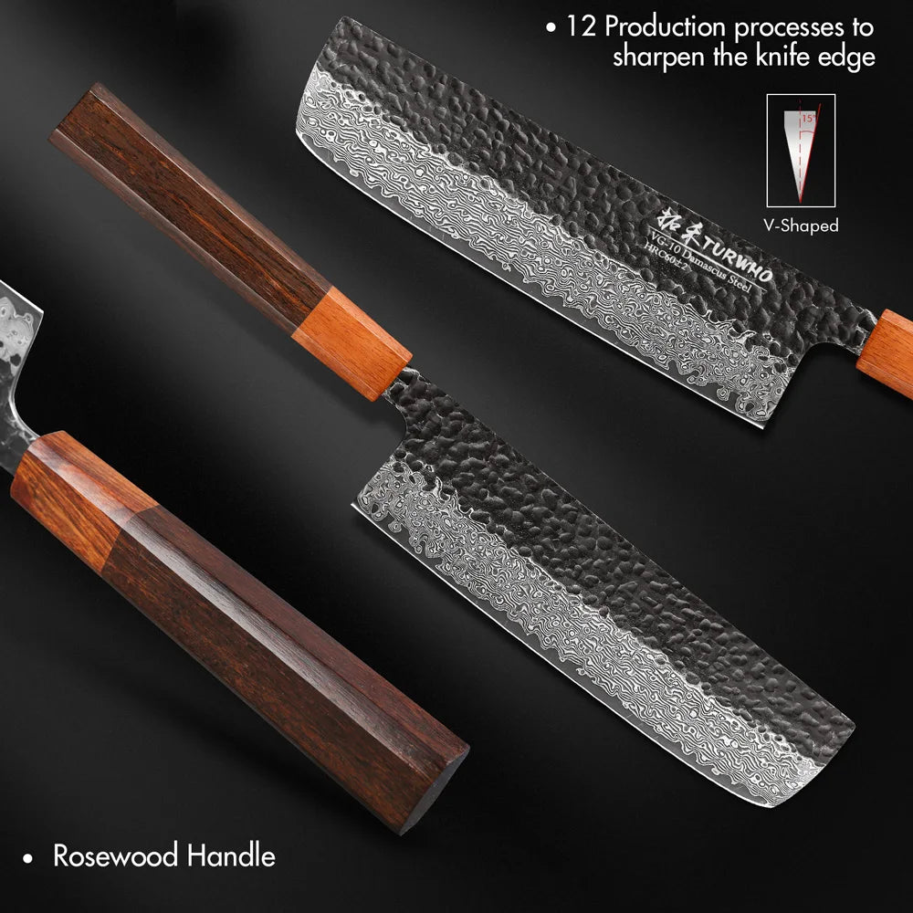 Nakiri Knife 180mm – Hand-Forged Japanese Damascus Steel, for Slicing & Chopping