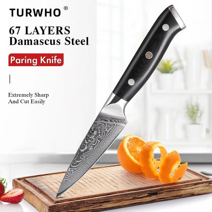 Paring Knife 90mm – 67-Layer Damascus Steel, for Fruit, Peeling & Precision Tasks