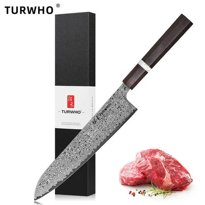Gyuto Knife 210mm – Hand-Forged Damascus Steel, Japanese Chef’s Knife