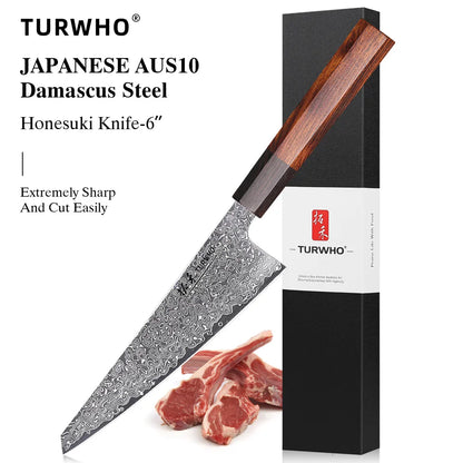 Honesuki Knife 150mm – Hand-Forged Damascus Steel, Japanese Boning Knife