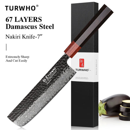 Nakiri Knife 180mm – Hand-Forged Damascus Steel, Japanese Vegetable Knife