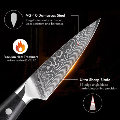 Paring Knife 90mm – 67-Layer Damascus Steel, for Fruit, Peeling & Precision Tasks