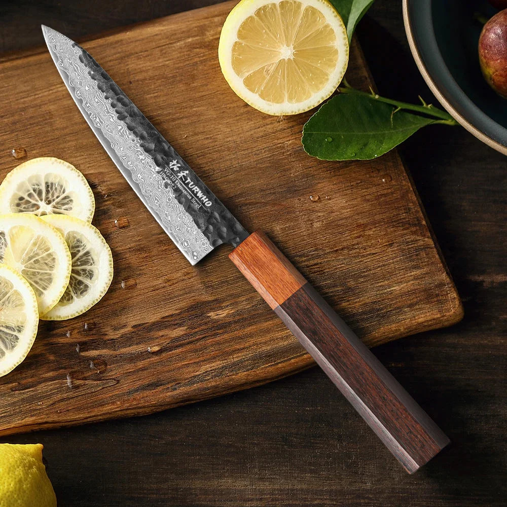 Utility Knife 125mm – Hand-Forged 67-Layer Damascus Steel, Japanese Style
