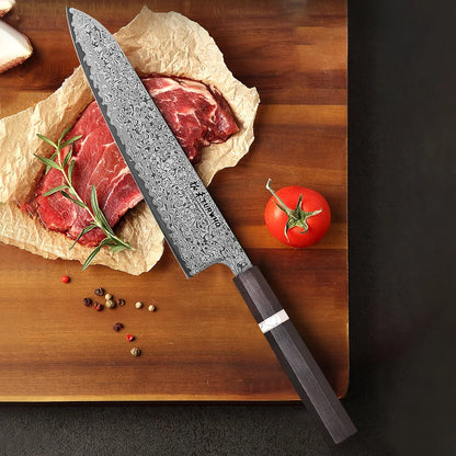 Gyuto Knife 210mm – Hand-Forged Damascus Steel, Japanese Chef’s Knife