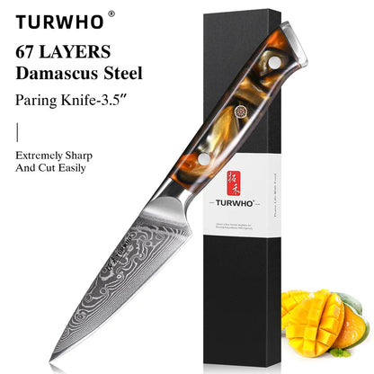 Paring Knife 90mm – 67-Layer Damascus Steel, Precision Fruit & Vegetable Knife