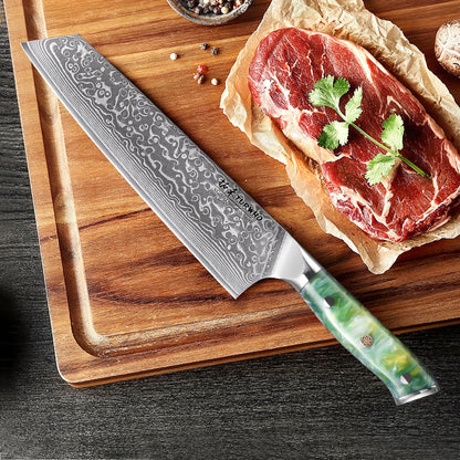 Kiritsuke Knife 210mm – VG10 Damascus Steel, Resin Handle