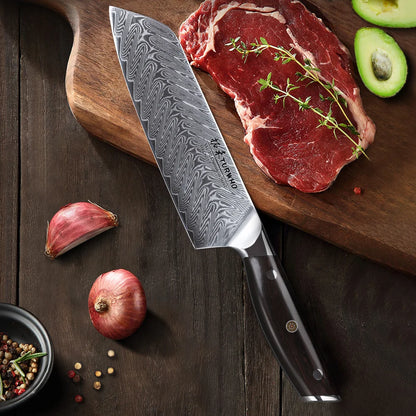 Santoku Knife 180mm – Damascus Steel, All-Purpose Japanese Chef’s Knife