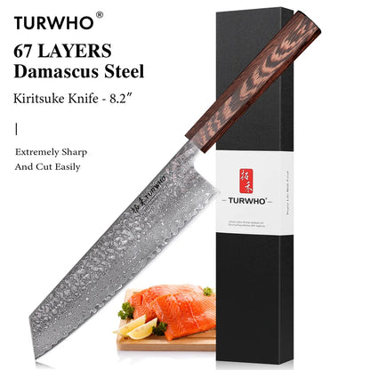 Bunka Knife 210mm – Hand-Forged Japanese Damascus Steel, Precision Slicer & Prep Knife