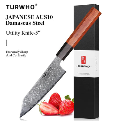 Bunka Knife 125mm – Hand-Forged Japanese Damascus Steel, for Fruit, Vegetables & Precision Prep