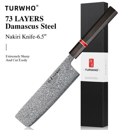 Nakiri Knife 165mm – Hand-Forged Real Damascus Steel, Japanese Vegetable Cleaver