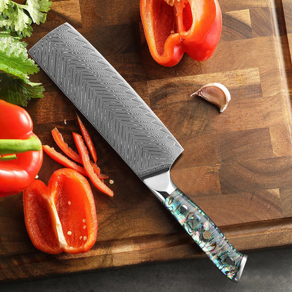 Nakiri Knife 180mm – Damascus Steel, Japanese Vegetable Cleaver