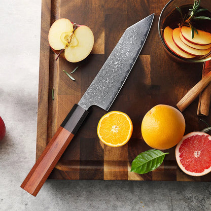 Bunka Knife 125mm – Hand-Forged Japanese Damascus Steel, for Fruit, Vegetables & Precision Prep