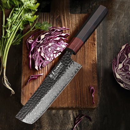 Nakiri Knife 180mm – Hand-Forged Damascus Steel, Japanese Vegetable Knife