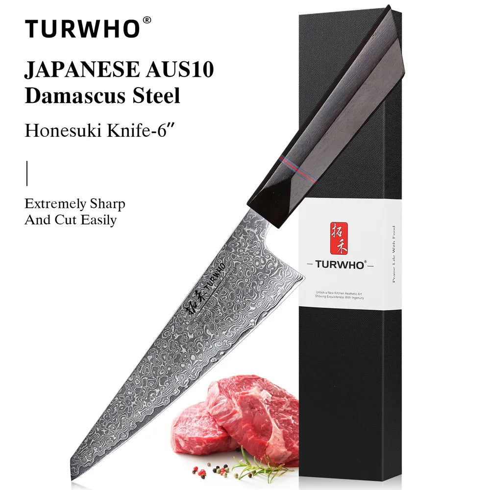 Honesuki Knife 150mm – Hand-Forged Damascus Steel, Japanese Boning & Utility Knife