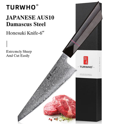 Honesuki Knife 150mm – Hand-Forged Damascus Steel, Japanese Boning & Utility Knife
