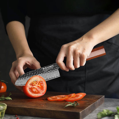 Santoku Knife 125mm – Handmade Damascus Steel, Octagonal Handle, Japanese Utility Knife