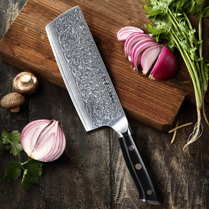 Nakiri Knife 180mm – Damascus Steel, G10 Handle, Japanese Vegetable Slicer