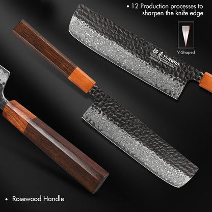 Nakiri Knife 180mm – Hand-Forged Japanese Damascus Steel, for Slicing & Chopping