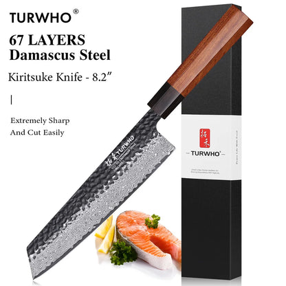 Kiritsuke Knife 210mm – Hand-Forged Japanese Damascus Steel, Precision Chef’s Knife