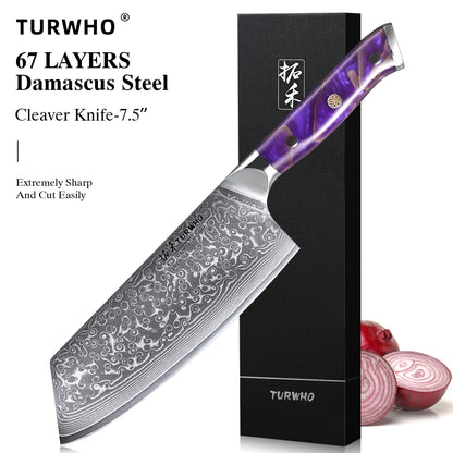 Chinese Cleaver 190mm – Damascus Steel, Meat & Vegetable Chopper